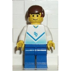 soc082 Soccer Player White & Blue Team with shirt #4 